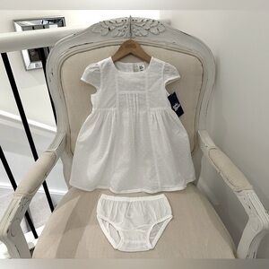 🐇 Baby 24 Mth Swiss Dot Cotton dress with Smocking, lace & Matching Panty NWT